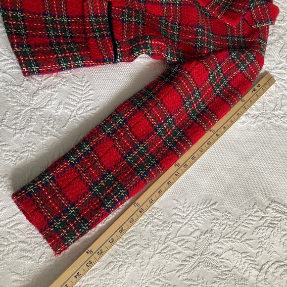 Talbots Blazer Red Tartan Plaid Wool Holiday Jacket Party office career Size 4 - Picture 12 of 16